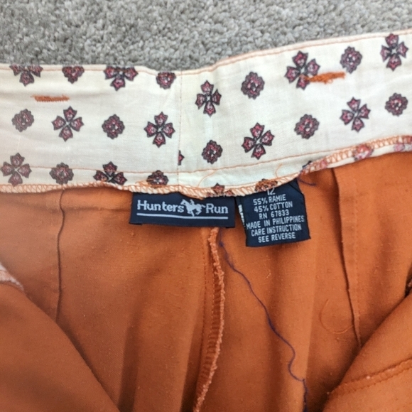 VINTAGE Hunters Run Orange High Waisted cotton blend Pleated Shorts Size 12 - Picture 10 of 12